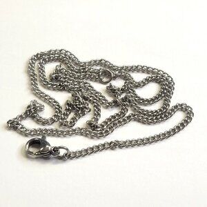 Mens Silver Tone Necklace 19 inch Cable Link Silver Tone Necklace